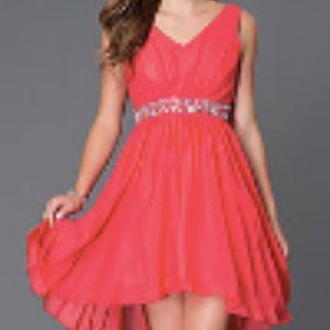Coral High-Low Dress